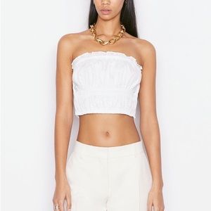 Frame | White Smocked Strapless Cropped Top NWT